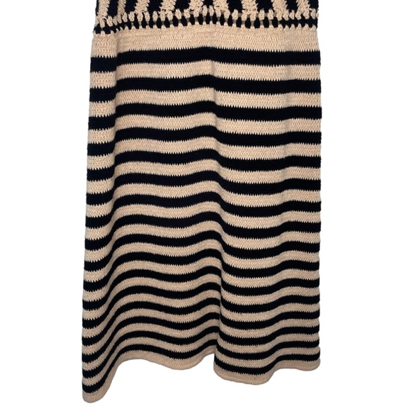 Miou Muse Crochet Knitted Black Tan Color Block Above Knee Dress Medium - Picture 5 of 7